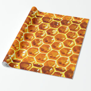 Glanzende Gele Honingraat Tegels Patroon Cadeaupapier