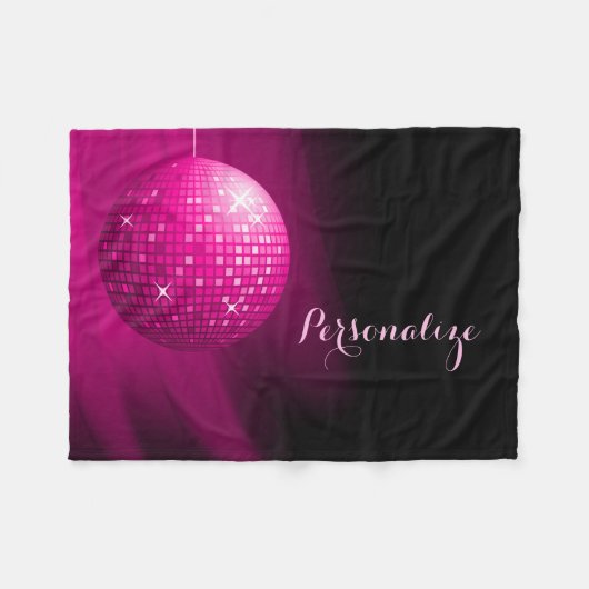 Glanzende gepersonaliseerde roze discobal fleece deken (Voorkant (Horizontaal))