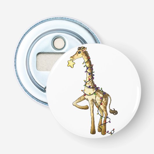 Glanzende Giraffe Button Flesopener (Voorkant)