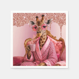 Glanzende Giraffe Elegantie in Roze Servet