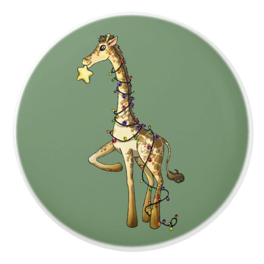 Glanzende Giraffe Keramische Knop (Voorkant)