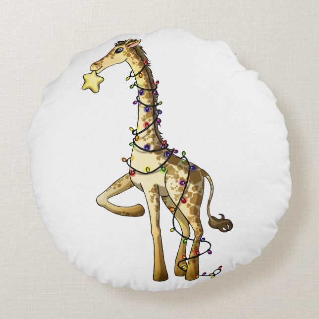 Glanzende Giraffe Rond Kussen (Achterkant)
