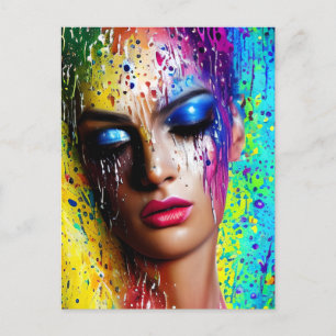 Glanzende gladde glazen verfborstels streken druip feestdagenkaart