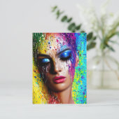 Glanzende gladde glazen verfborstels streken druip feestdagenkaart (Staand voorkant)