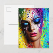 Glanzende gladde glazen verfborstels streken druip feestdagenkaart (Voorkant / Achterkant)