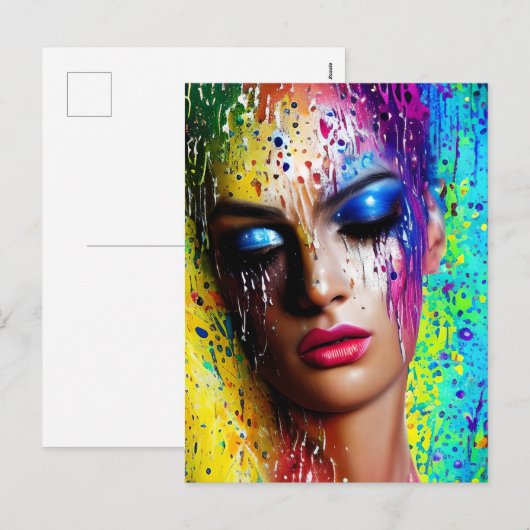 Glanzende gladde glazen verfborstels streken druip feestdagenkaart (Voorkant / Achterkant)