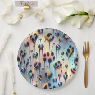 Glanzende Glam Opal Luipaardprint Papieren Borden Bordje