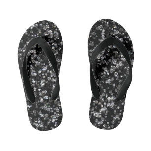 Glanzende Glassy Bokeh Glitter Confetti en Zwart Kinder Teenslippers