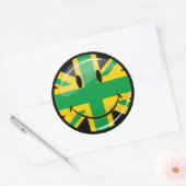 Glanzende glimlachende Jamaicaanse Britse vlag Ronde Sticker (Envelop)