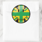 Glanzende glimlachende Jamaicaanse Britse vlag Ronde Sticker (Tas)