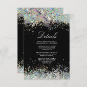 Glanzende Glitter Elegante Moderne Trouw Bruin Informatiekaartje (Voorkant / Achterkant)