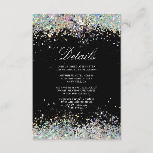 Glanzende Glitter Elegante Moderne Trouw Bruin Informatiekaartje (Voorkant)