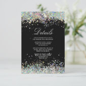 Glanzende Glitter Elegante Moderne Trouw Bruin Informatiekaartje (Staand voorkant)