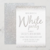 Glanzende, glitter witte feestelijke uitnodigingen (Voorkant / Achterkant)