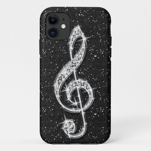 Glanzende Glitzy Fonkelende Diamant Muzieknoot Case-Mate iPhone Case (Achterkant)