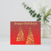 Glanzende Golden Christmas Trees Holiday Briefkaar Briefkaart (Staand voorkant)