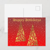 Glanzende Golden Christmas Trees Holiday Briefkaar Briefkaart (Voorkant / Achterkant)