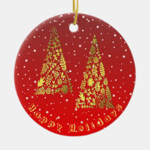 Glanzende Golden Christmas Trees Holiday Ornament