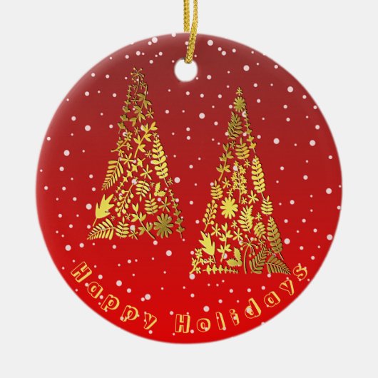 Glanzende Golden Christmas Trees Holiday Ornament (Voorkant)