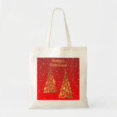 Glanzende Golden Christmas Trees Vakantie Canvas t Tote Bag (Voorkant)