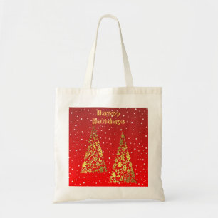 Glanzende Golden Christmas Trees Vakantie Canvas t Tote Bag