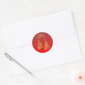 Glanzende Golden Christmas Trees Vakantie Sticker (Envelop)