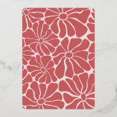 Glanzende golvende retro roze & rode groovy bruids folie uitnodiging (Achterkant)