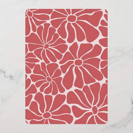 Glanzende golvende retro roze & rode groovy bruids folie uitnodiging (Achterkant)