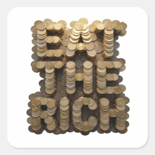Glanzende Goud EAT THE RICH Sticker Afdruk