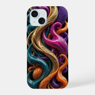 Glanzende Goud Teal Magenta Organische iPhone Hoes 15 Case