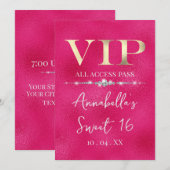 Glanzende Goud VIP op Heet Roze Kaart (Voorkant / Achterkant)