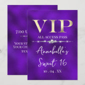 Glanzende Goud VIP op Paars Kaart (Voorkant / Achterkant)