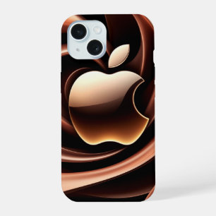 Glanzende gouden appel met vloeibare metalen linte iPhone 15 case