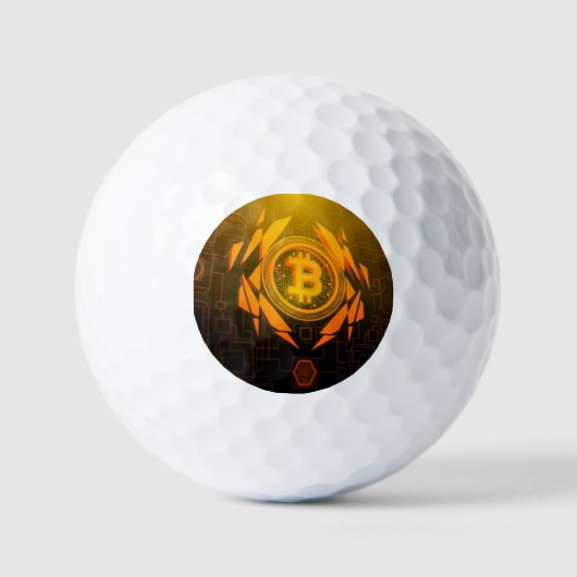 Glanzende gouden Bitcoin golfballen (Voorkant)
