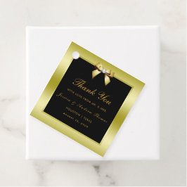Glanzende Gouden Boog & Zwarte Bruiloft Bedankjes Labels