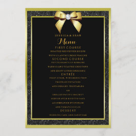 Glanzende Gouden Boog & Zwarte Glitter Bruiloft Menu