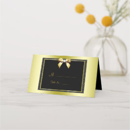Glanzende Gouden Boog & Zwarte Glitter Bruiloft Plaatskaartje