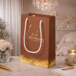 Glanzende Gouden & Bruine Wimper Tech  Klein Cadeauzakje