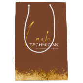 Glanzende Gouden & Bruine Wimper Tech  Medium Cadeauzakje (Voorkant)
