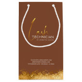 Glanzende Gouden & Bruine Wimpertechniek Klein Cadeauzakje (Achterkant)