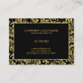 Glanzende gouden damast op zwarte achtergrond visitekaartje (Achterkant)