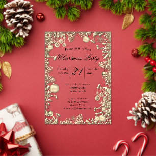 Glanzende Gouden Decoraties Kerstfeest Acryl Uitnodigingen