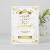 Glanzende Gouden Elegante Rand Folie Folie Uitnodiging (Staand Voorkant)