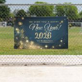 Glanzende Gouden en Blauwe Feestelijke Nieuwjaarsv Spandoek (Insitu)