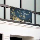 Glanzende Gouden en Blauwe Feestelijke Nieuwjaarsv Spandoek (Buitenkant Gebouw)