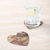 Glanzende Gouden Glam Bourgondië Harten Bruiloftsf Kartonnen Onderzetters (Insitu)