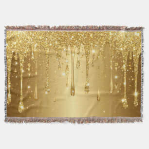 Glanzende Gouden Glitter Druppel Achtergrond Deken