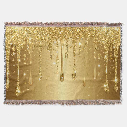 Glanzende Gouden Glitter Druppel Achtergrond Deken (Voorkant)