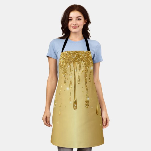 Glanzende Gouden Glitter Druppel Achtergrond Schort (Gedragen)