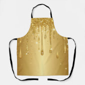 Glanzende Gouden Glitter Druppel Achtergrond Schort (Voorkant)